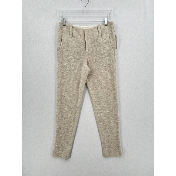 Alice + Olivia Pants - ALICE + OLIVIA Pants Womens 4 Cream Black Textured Tweed Knit Slim Trouser NWT